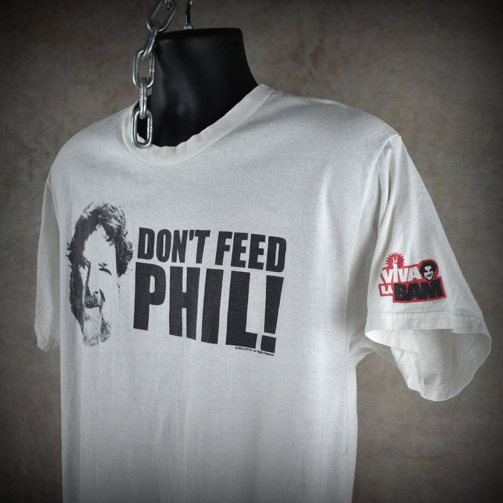 2004 don't feed phil vintage s1:e2 viva la bam iconic 00s bam margera mtv tv show promo t-shirt