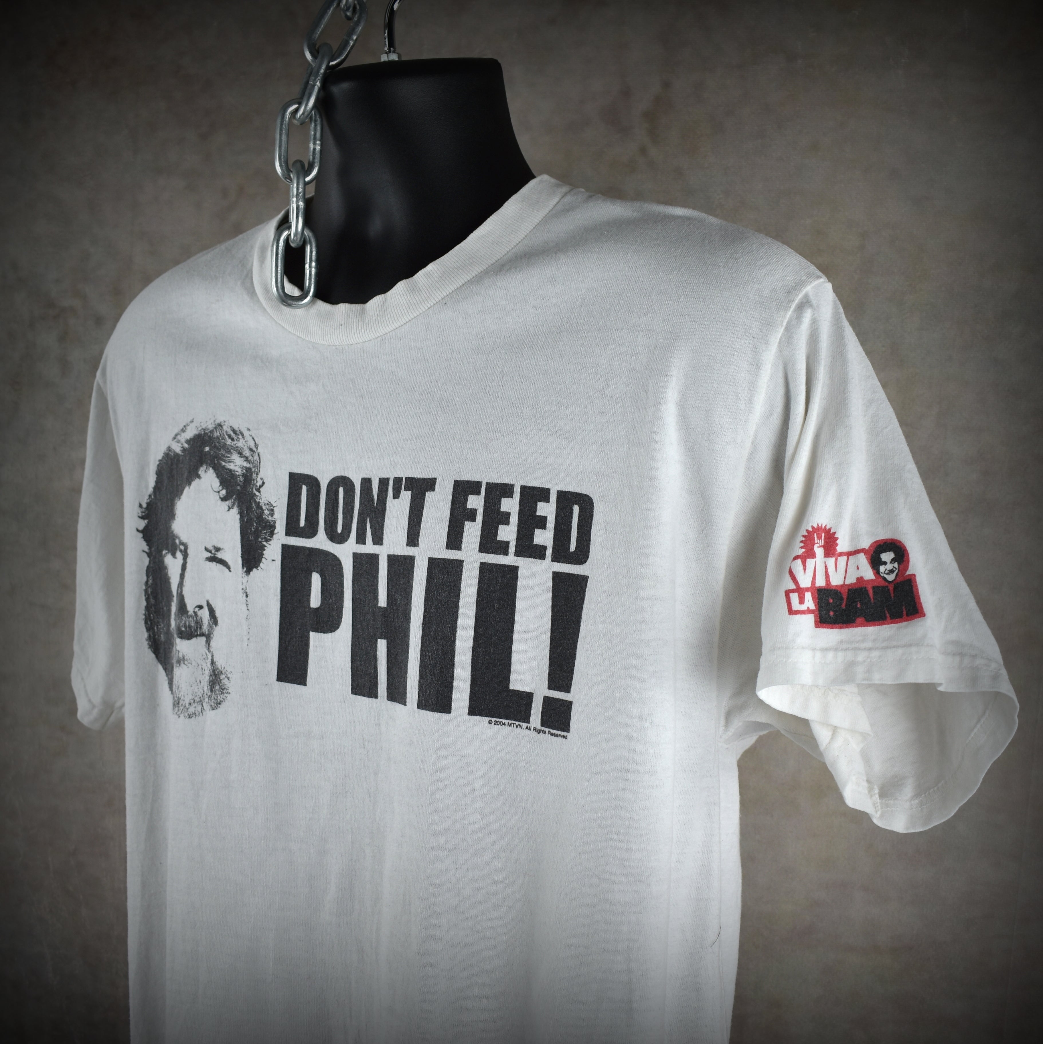 2004 don't feed phil vintage s1:e2 viva la bam iconic 00s bam margera mtv tv show promo t-shirt