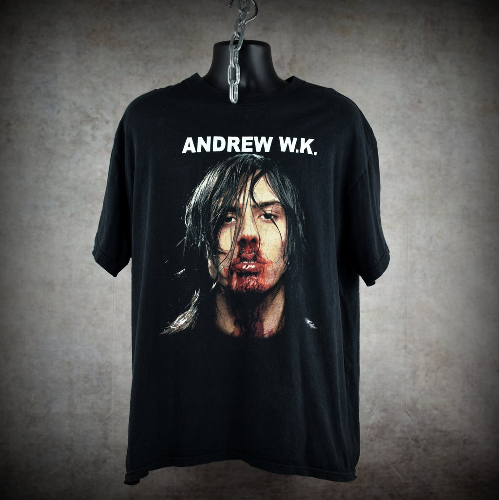 2001 andrew w.k. vintage party hard era iconic y2k pop culture i get wet album art promo t-shirt