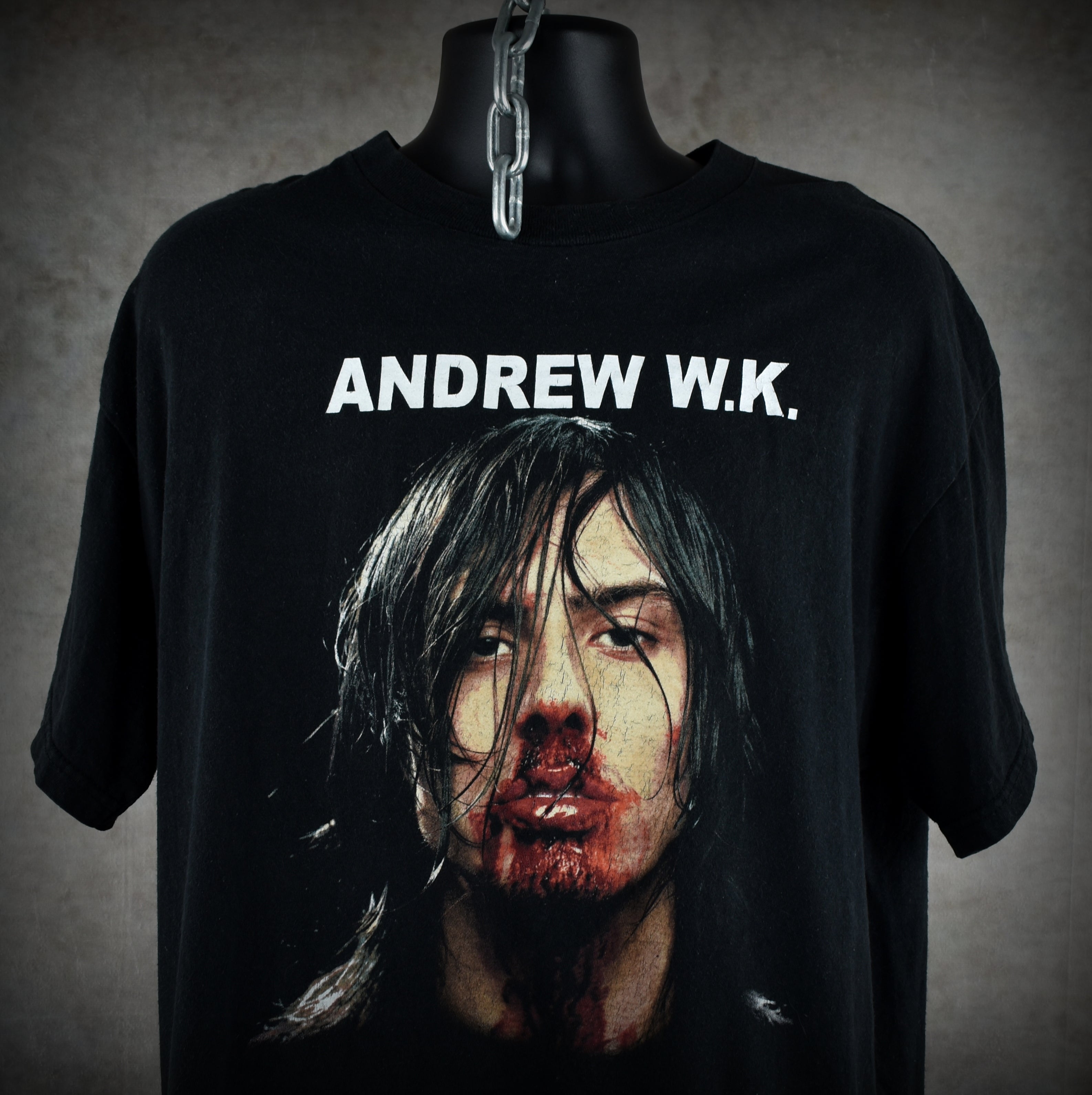 2001 andrew w.k. vintage party hard era iconic y2k pop culture i get wet album art promo t-shirt