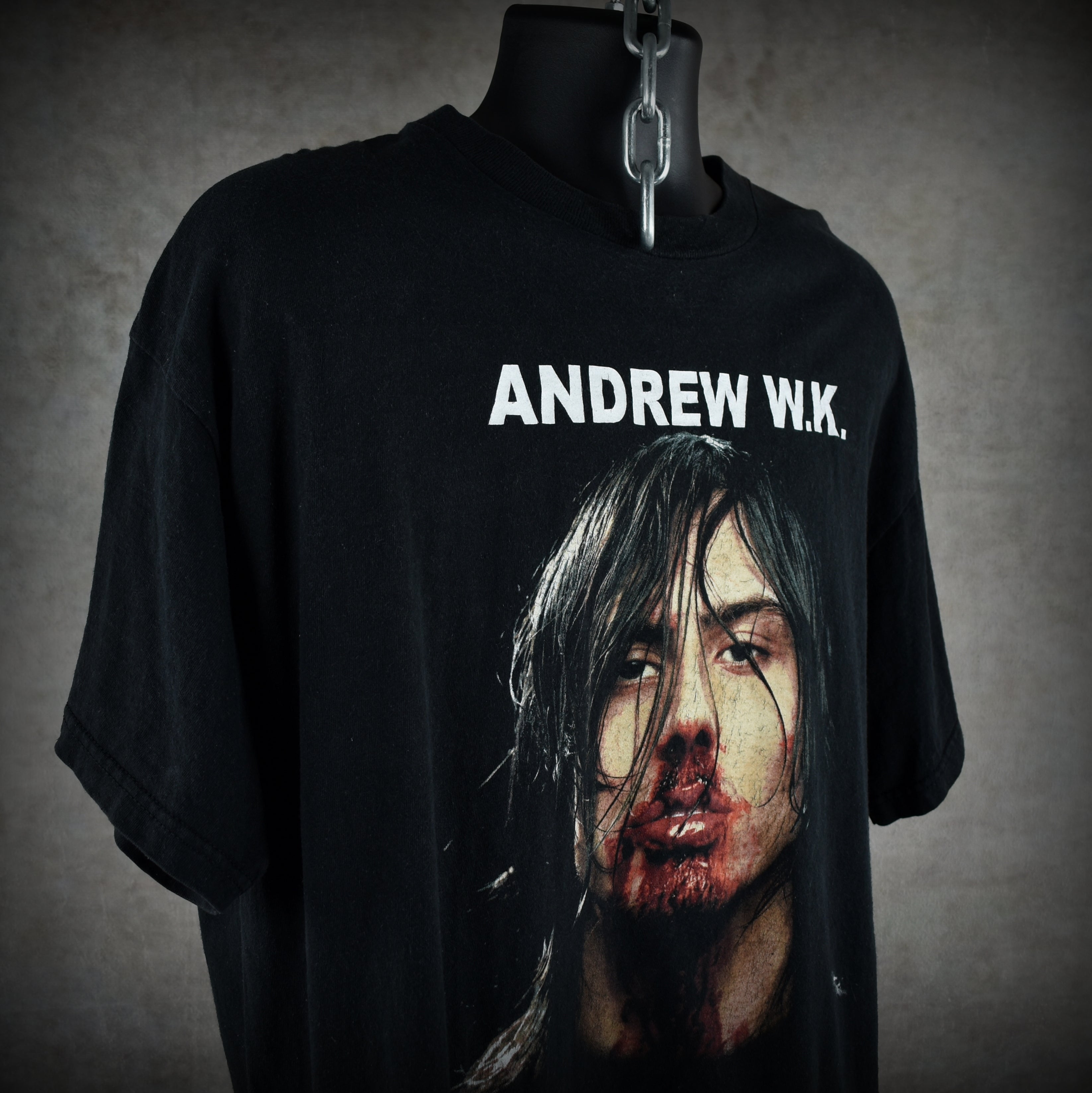 2001 andrew w.k. vintage party hard era iconic y2k pop culture i get wet album art promo t-shirt