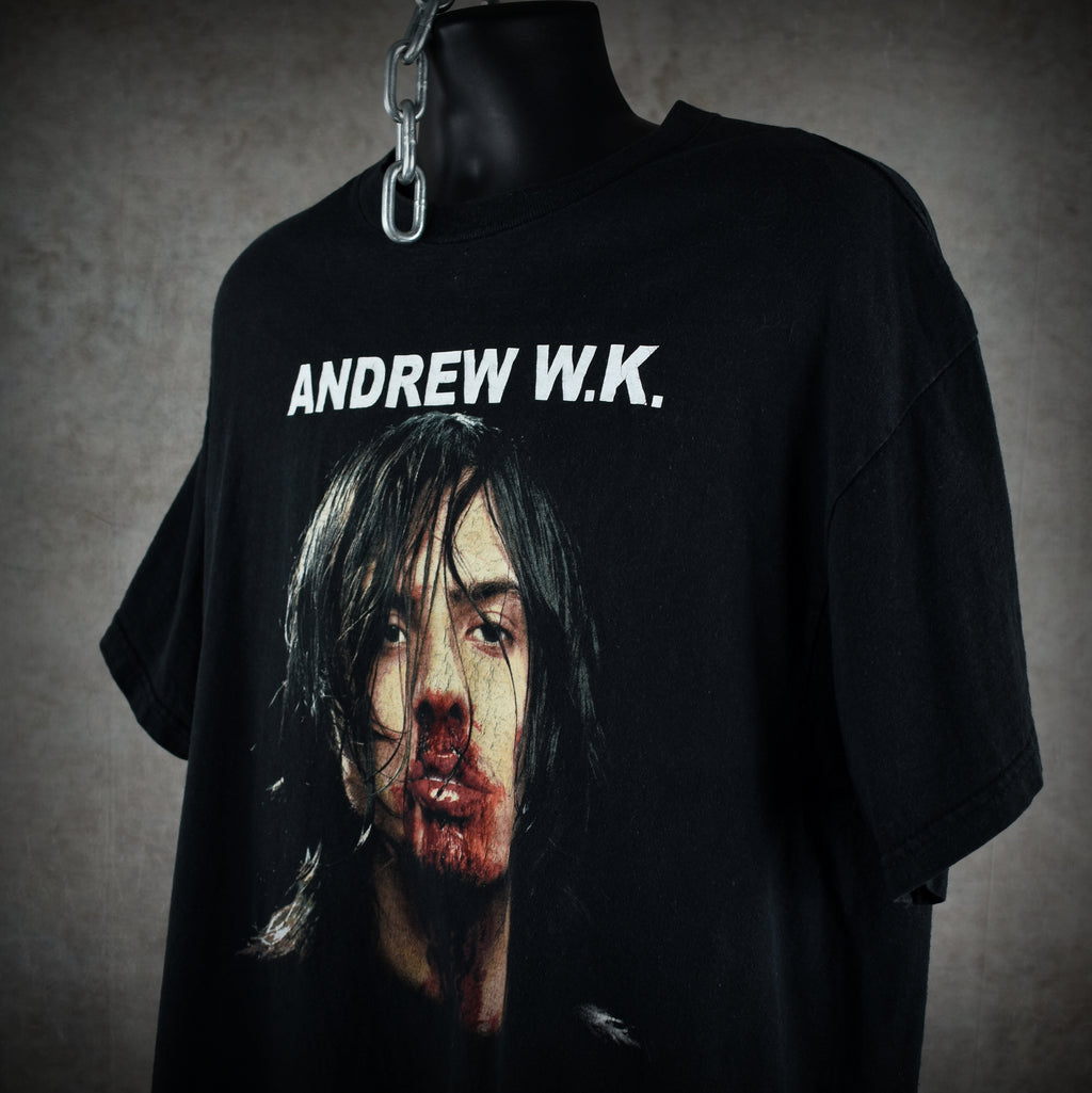 2001 andrew w.k. vintage party hard era iconic y2k pop culture i get wet album art promo t-shirt